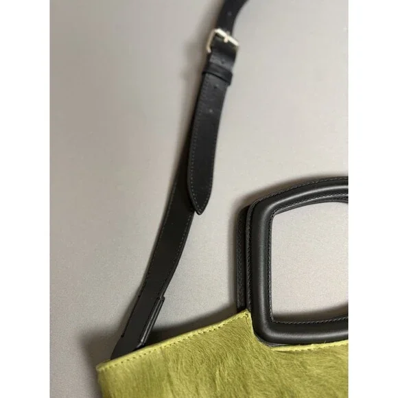 Dries Van Noten Haircalf Tote Chartreuse Green Leather Handle Rare Made Italy - Picture 8 of 17